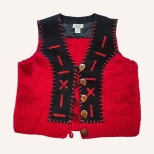 Sandy starkman art wear vest, red + black Size L